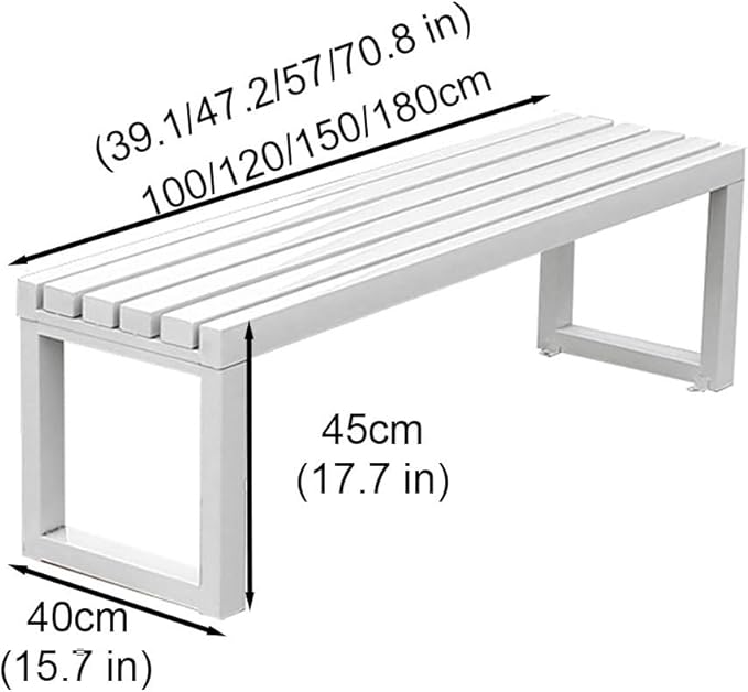 Outdoor Garden Bench,3 Seater Metal Patio Benches,Park Seat for Lawn,Yard,Porch,Backless Furniture Seating,880lb Capacity,39.1/47.2/57/70.8 in(White,47.2 Inch)