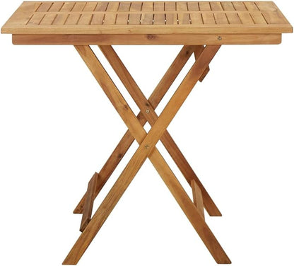 vidaXL Patio Table, 35.4"x35.4"x29.5", Solid Acacia Wood, Folding Design Weather-Resistant, Rustic Brown, Square-Shaped, Outdoor Furniture