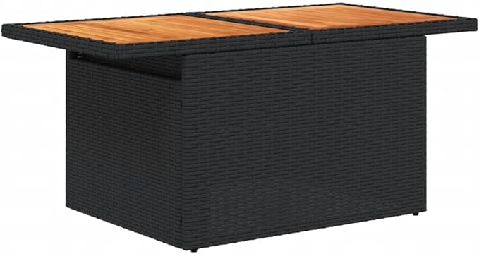 Adjustable Height Garden Table Outdoor Patio Furniture with Solid Acacia Wood Top and Powder-Coated Steel Frame - Photo 4