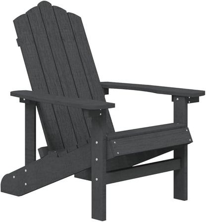 Durable HDPE Steel Frame Adirondack Garden Chair Set with Table for Patio Balcony Terrace, Anthracite Outdoor Seating Furniture for Relaxation and Lounging