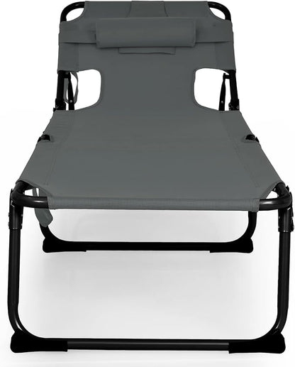 Tangkula Tanning Chair with Face Hole, Patio Folding Adjustable Reclining Beach Sunbathing Lounge Chair with Side Pocket, Portable Face Down Chaise Lounge for Outdoor Backyard Poolside (1)