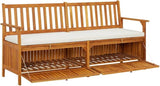 Garden Bench Deck Bench Storage Bench with Cushion 66.9" Solid Wood Acacia - Photo 4