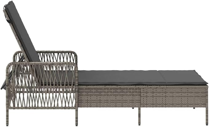Modern Sun Lounger with Adjustable Backrest, Poly Rattan Outdoor Chaise Lounge for Patio Garden Poolside - Photo 7