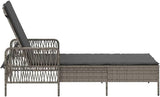 Modern Sun Lounger with Adjustable Backrest, Poly Rattan Outdoor Chaise Lounge for Patio Garden Poolside - Photo 7