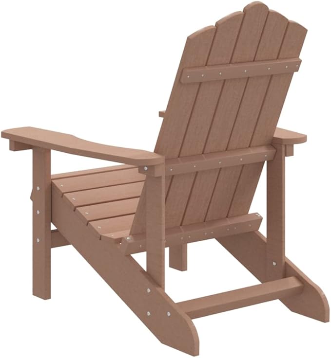 Brown HDPE and Stainless Steel Medium Adirondack Garden Chair for Patio Balcony Outdoor Seating with Heavy-Duty - Photo 6