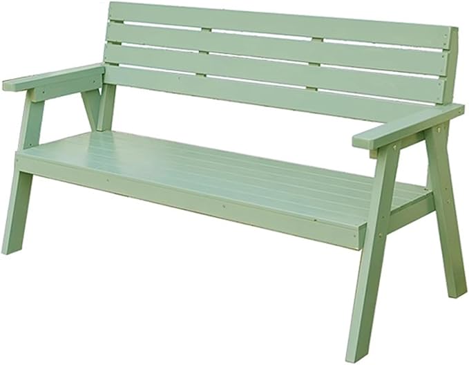 Outdoor Garden Bench, Patio Bench, Park Wooden Bench with Sturdy Backrest Armrests, for Lawn, Balcony, Yard, Bench Chair with Slatted Design(Green)