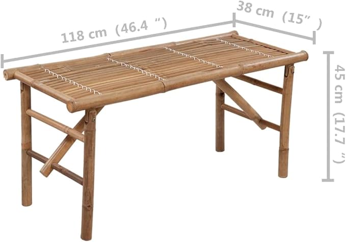 Folding Patio Bench with Cushion,Garden Bench,Patio Furniture Chair,Outdoor Patio Benches,for Porch Work Entryway,Yard,Porch,46.4" Bamboo