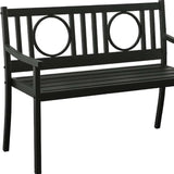 HomeRoots 45" Black Metal Geometric Back Garden Patio Bench - Photo 7
