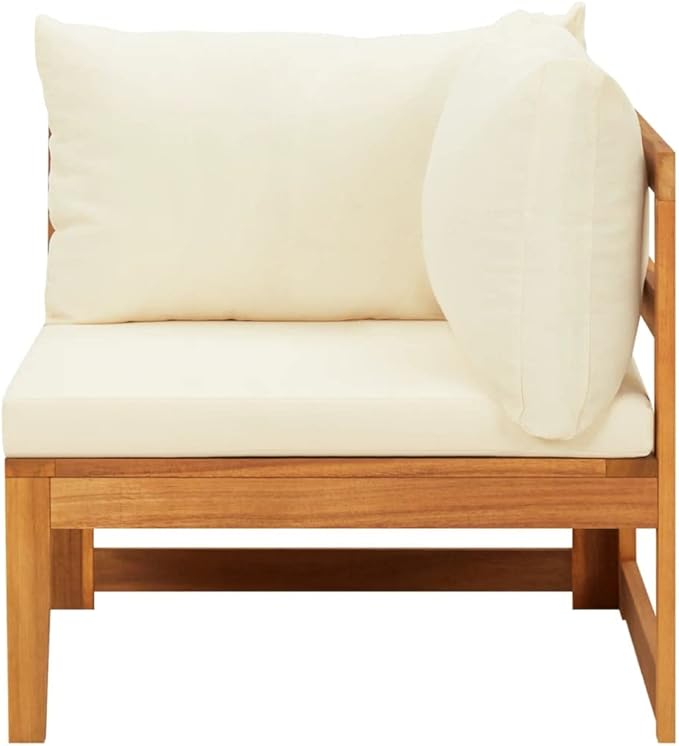 Corner Sofa with Cream White Cushions, Small Couch, Mid Century Modern Couch, Outdoor Furniture, Lounge Furniture - Photo 3