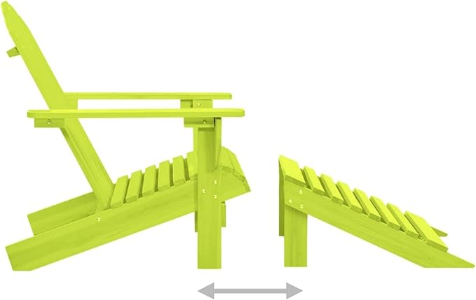 Adirondack Garden Chair with Footrest, Adirondack Chair, Wooden Recliner Chair, Adirondack Garden Chair, Deck Chair, Balcony Chair, Garden Lounger, Solid Wood, Fir Green
