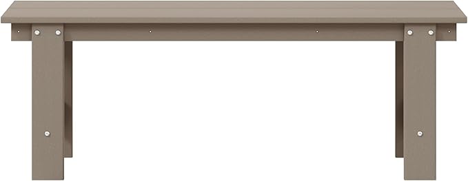 WestinTrends Ashore Outdoor HDPE 48" Modern Backless Patio Bench, Weathered Wood