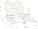 White Fir Wood 2-Seater Ergonomic Adirondack Chair with Ottoman for Outdoor Patio Garden - Photo 8