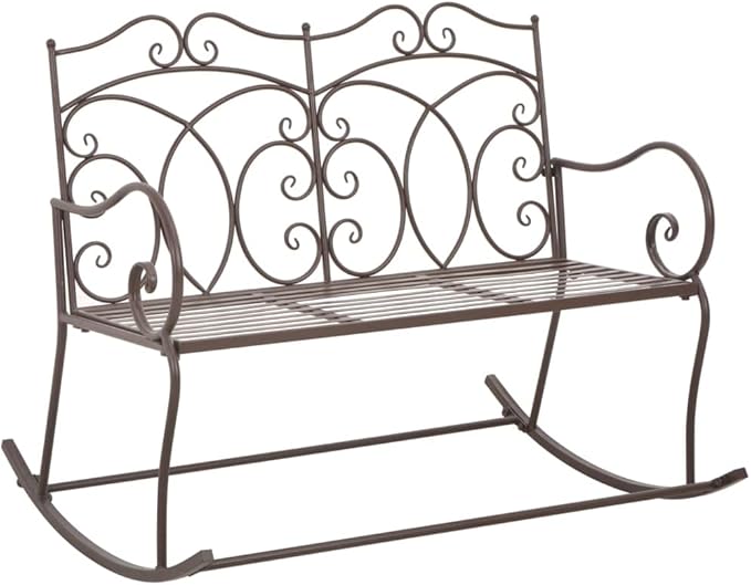 Patio Bench, Metal Chairs, Wide Rocking Chairs, Outdoor Garden Bench for Patio, Garden, Patio, Lawn - Photo 1
