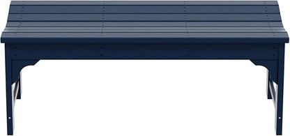 WO Home Furniture Outdoor 46" Backless HDPE Adirondack Bench, Poly Lumber Seat for Patio, Backyard, Balcony, All Weather Resistant with UV Protection, Navy Blue
