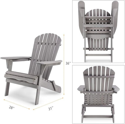 Solid Cedar Wood Folding Adirondack Chair Set of 2 – Outdoor Lounge Patio Chairs for Garden, Lawn, Backyard, Deck – Durable & Comfortable (Adirondack Chair Set of 2)