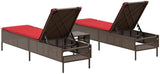 2-Piece Outdoor Sun Lounger Set with Adjustable Backrest, All-Weather Poly Rattan Patio Chaise Lounge Chairs for Garden - Photo 6