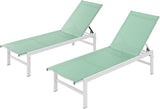 Outdoor Lounge Chairs Set of 2, Aluminum Patio Chaise Lounge Chairs with 5-Position Recliner - Photo 1