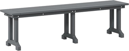Costaelm Outdoor Benches Weatherproof, Park Long Bench Poly Lumber Backless for Entryway Front Porch Garden Bench Seat for Patio, Gray