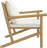 Outdoor Combination Sofa Terrace Furniture Set Garden Chair Cream Cushions Bamboo, Polyester, Foam, PP Cotton - Photo 5
