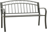 Garden Bench 3-Seater 125 cm Slate Grey Powder-Coated Steel Frame Durable Outdoor Seating for Patio Balcony - Photo 1
