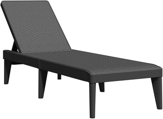 Outdoor Sun Lounger Anthracite 73"x24" Adjustable Backrest UV Polypropylene for Patio Poolside Garden Backyard | Modern Textured Chaise Recliner for Relaxation