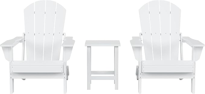 Costaelm 3 piece Patio Set, Outdoor Modern Adirondack Table and Chairs - Photo 1