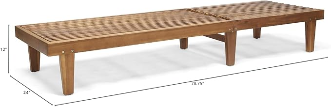 LUMISOL Outdoor Chaise Lounge Chair, Acacia Wood Frame Sunbathing Pool Lounger with 5-Position Adjustable Backrest, Patio Portable Reclining Lounger Chair for Deck, Poolside, Yard, Teak