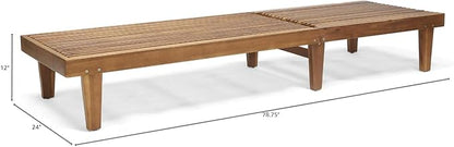 LUMISOL Outdoor Chaise Lounge Chair, Acacia Wood Frame Sunbathing Pool Lounger with 5-Position Adjustable Backrest, Patio Portable Reclining Lounger Chair for Deck, Poolside, Yard, Teak