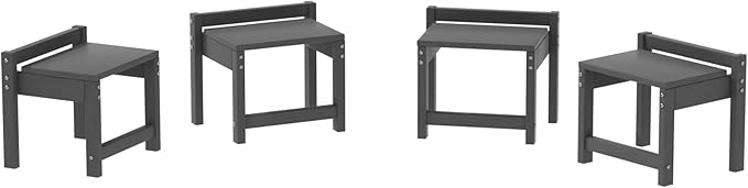 Stackable HDPE Foot Stool - All-Weather Indoor/Outdoor Seating for Patio, Living Room & Bathroom, Waterproof Windproof Heavy-Duty High-Density PE Step Stool, 4 Sets, Gray