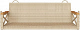 Beige Poly Rattan 2-Seater Patio Swing Bench with Cushions, Weather-Resistant Outdoor Furniture for Garden - Photo 4