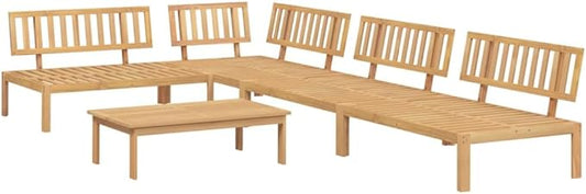 vidaXL 5 Piece Patio Pallet Sofa Set - Modular Acacia Wood Garden Furniture, Brown Light - Outdoor Lounge Set Includes 1 Table, 4 Sofas, Suitable for Patio, Deck, Garden