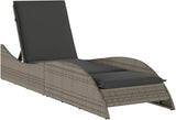 Grey PE Rattan Adjustable Chaise Lounge Chair Outdoor Patio Lounger 80.7"x23.6"x28.7" with 3-Position Recline & - Photo 3