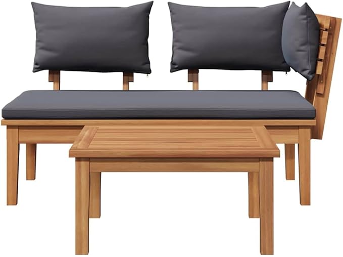 2-Piece Brown Solid Teak Wood Garden Bench Set with Post Leg Design for Patio and Terrace, Durable Outdoor Furniture with Modern Simplicity and Rustic Farmhouse Style,