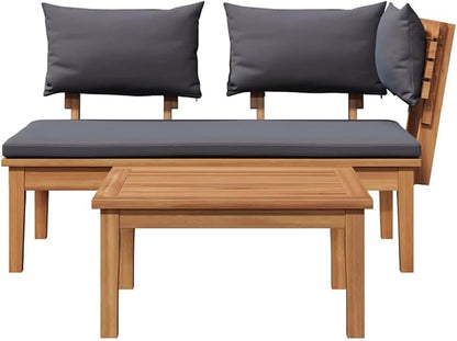 2-Piece Brown Solid Teak Wood Garden Bench Set with Post Leg Design for Patio and Terrace, Durable Outdoor Furniture with Modern Simplicity and Rustic Farmhouse Style,