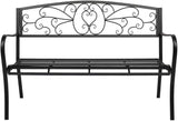 JOYBASE 50" Outdoor Bench, 2-3 People Seat, Metal Patio Bench, Cast Iron Bench, Porch Bench, Garden Bench - Photo 8
