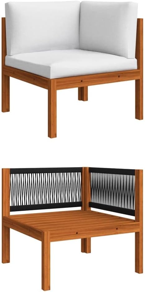 9-Piece Acacia Wood Garden Lounge Set with Polyester Cushions, Modular Outdoor Patio Furniture for 8 People - Photo 4