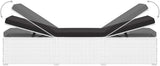 Sun Lounger White PE Rattan Patio Chaise Lounge Patio Sunbed for Pool Outside 76.8 in x 23.6 in x 12.2 - Photo 8