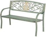 Pineapple Metal Garden Bench Green Aluminum Backed - Photo 1