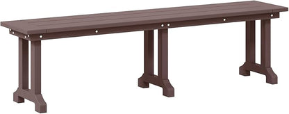 Costaelm Outdoor Benches Weatherproof, Park Long Bench Poly Lumber Backless for Entryway Front Porch Garden Bench Seat for Patio, Dark Brown