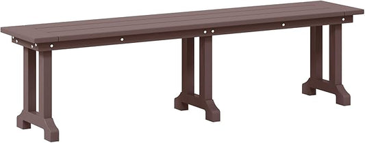 Costaelm Outdoor Benches Weatherproof, Park Long Bench Poly Lumber Backless for Entryway Front Porch Garden Bench Seat for Patio, Dark Brown