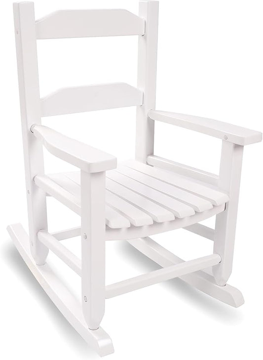 Toddler Rocking Chair Kids Wooden Indoor for Comfy Recliner Rocker for Baby Ages 3-6 Outdoor Lounge Children Playroom Anti-Tip Design Safe & Sturdy White