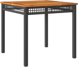 Square Garden Table 31.5 Inch, Outdoor Patio Dining Table with Powder-Coated Steel Frame and PE Rattan for Backyard - Photo 3