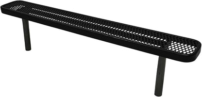COATEDOUTDOORFURNITURE Coated Outdoor Furniture Heavy-Duty Outdoor Bench Thermoplastic Coated, Expanded Metal, Commercial-Grade Seating, Made in America (Inground Without Back, 6 Ft, Textured Black)