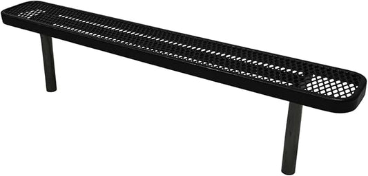 COATEDOUTDOORFURNITURE Coated Outdoor Furniture Heavy-Duty Outdoor Bench Thermoplastic Coated, Expanded Metal, Commercial-Grade Seating, Made in America (Inground Without Back, 6 Ft, Textured Black)