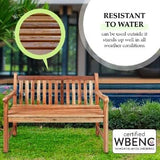 EcoDecors Hampstead 51 inch Heath Outdoor Bench Teak Wood Garden Bench for Patio with Armrests and Backrest for Indoor - Photo 7