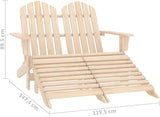 Solid Fir Wood 2-Seater Detachable Garden Adirondack Chair with Ottoman - Photo 2