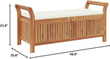 Outdoor Storage Bench with Cushion, Acacia Wood Garden Seat for Patio, Balcony, and Backyard, Weather-Resistant - Photo 2