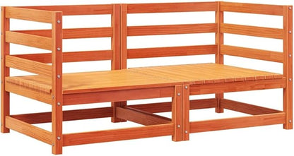 Garden Sofa Set Wax Brown Solid Pine Wood 27.6 x 27.6 x 26.4 in Rustic Corner Sectional with Removable Cushions for Patio Balcony Outdoor Seating Furniture