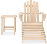 Solid Fir Wood Adirondack Chair Set with Ottoman and Side Table Outdoor Patio Furniture for Garden Balcony Porch - Photo 2