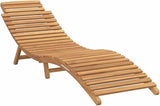 Folding Sun Lounger 2 Pcs Set with Side Table, Solid Teak Wood Outdoor Chaise Lounge Chair - Photo 5